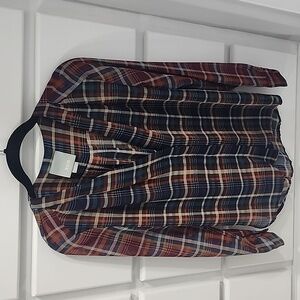 EUC Anthropolgy Maeve Sheer Plaid Button Front Blouse Small